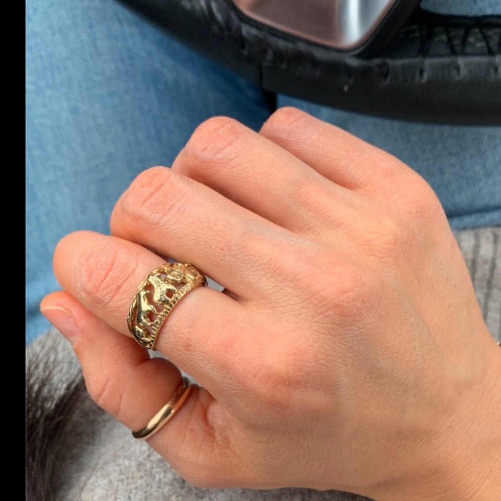 10k Gold Zoo Safari Animal Motif Domed Band Ring - size 6.75-7 - Picture 12 of 15